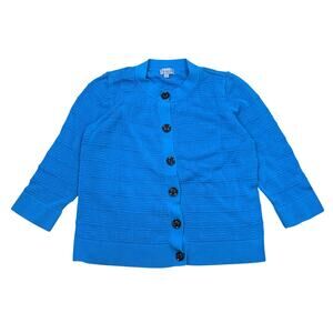Amber sun cotton cable knit checker blue button up cardigan sweater Large